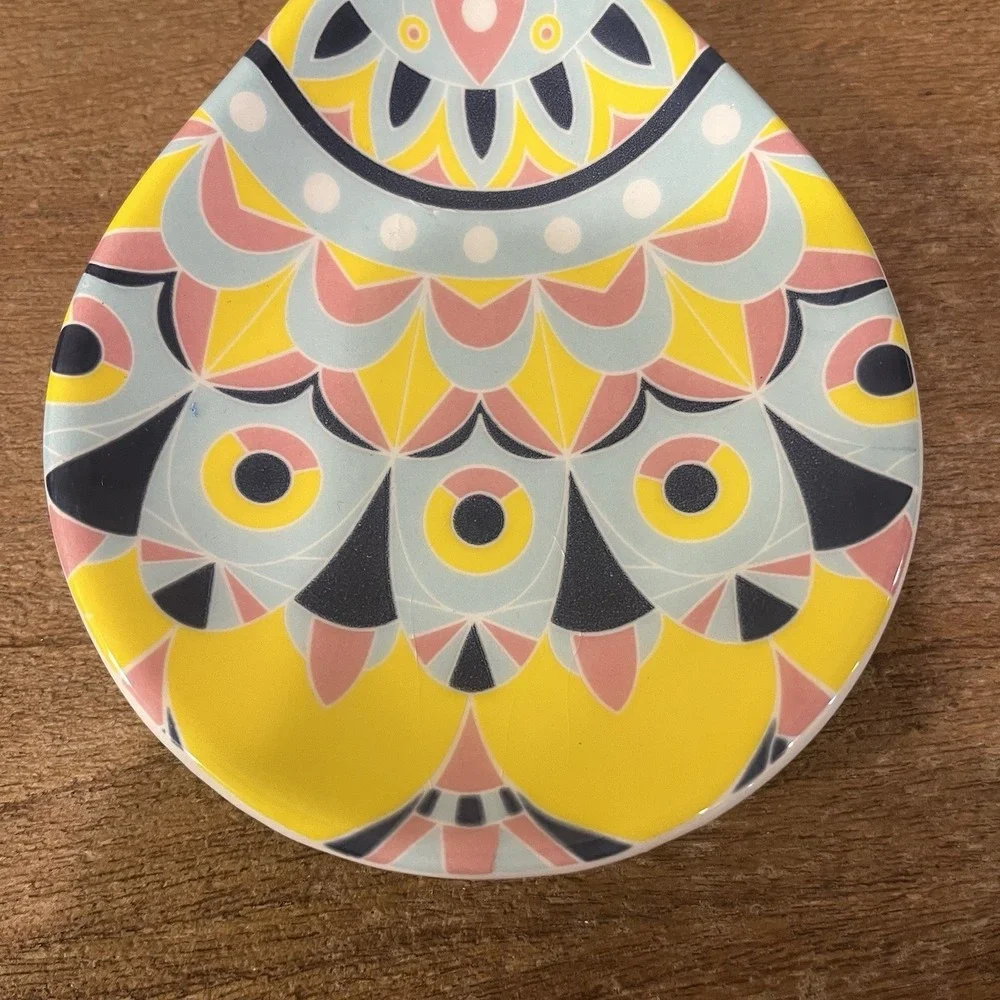 NWT American Atelier Moroccan Ceramic Spoon Rest Multicolor Boho‎ Tile Medallion